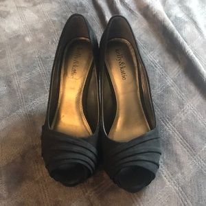 Black suede 4.5 inch heels.